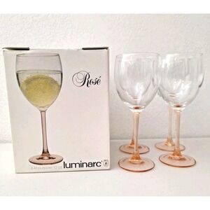 LUMINARC Rose Wine Glasses, J.G. DURAND, Set of 4, 12 oz, Made in France, NEW